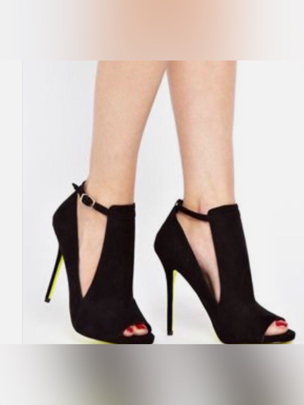 Kurt Geiger Carvela Black Suede Peep-Toe T-Strap Stiletto Booties